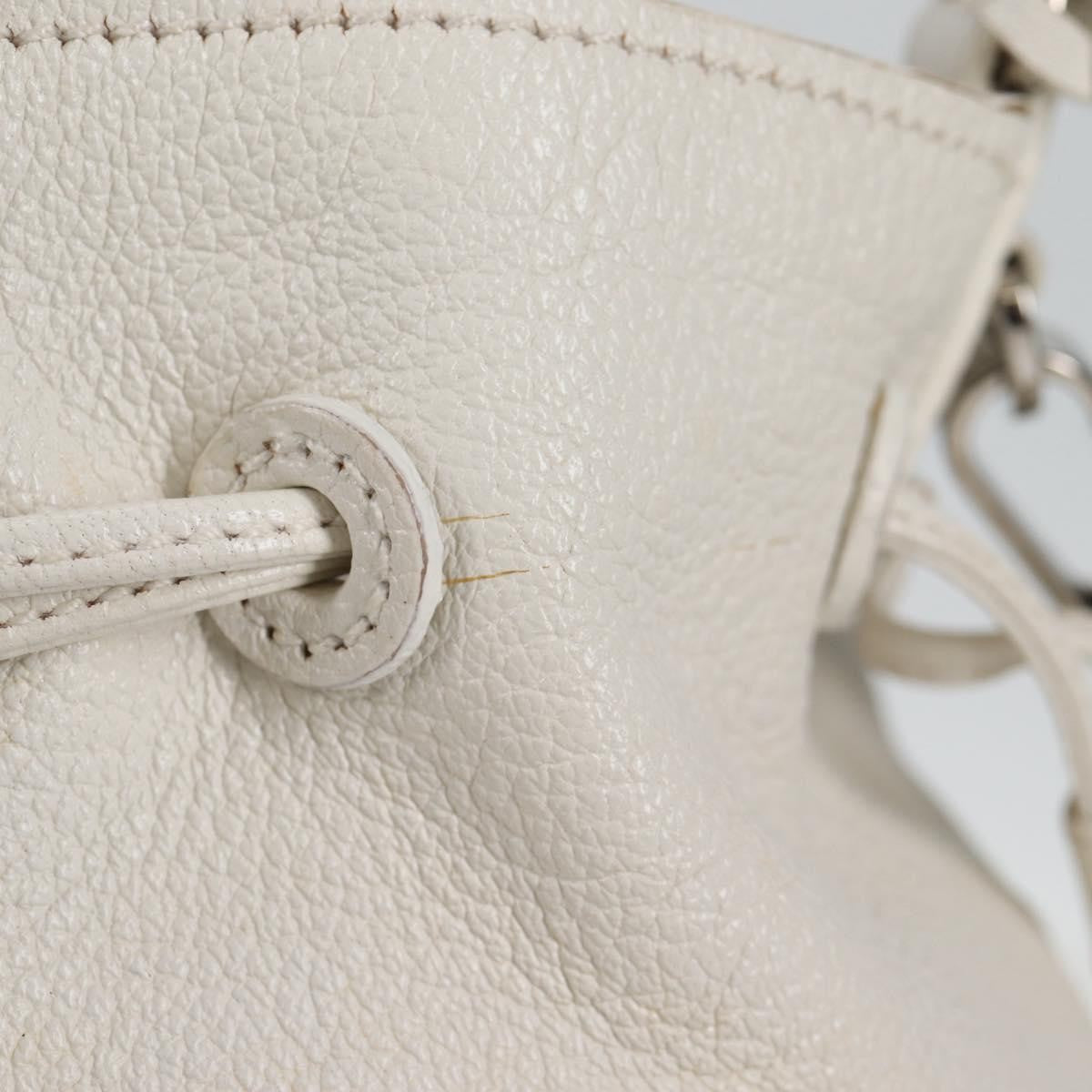 Miu Miu Drawstring Satchel Leather, SILVER, LEATHER, Handbag