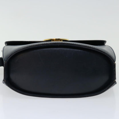 Celine Vintage Circle Logo Crossbody Bag Leather, NAVY, LEATHER, Crossbody bag