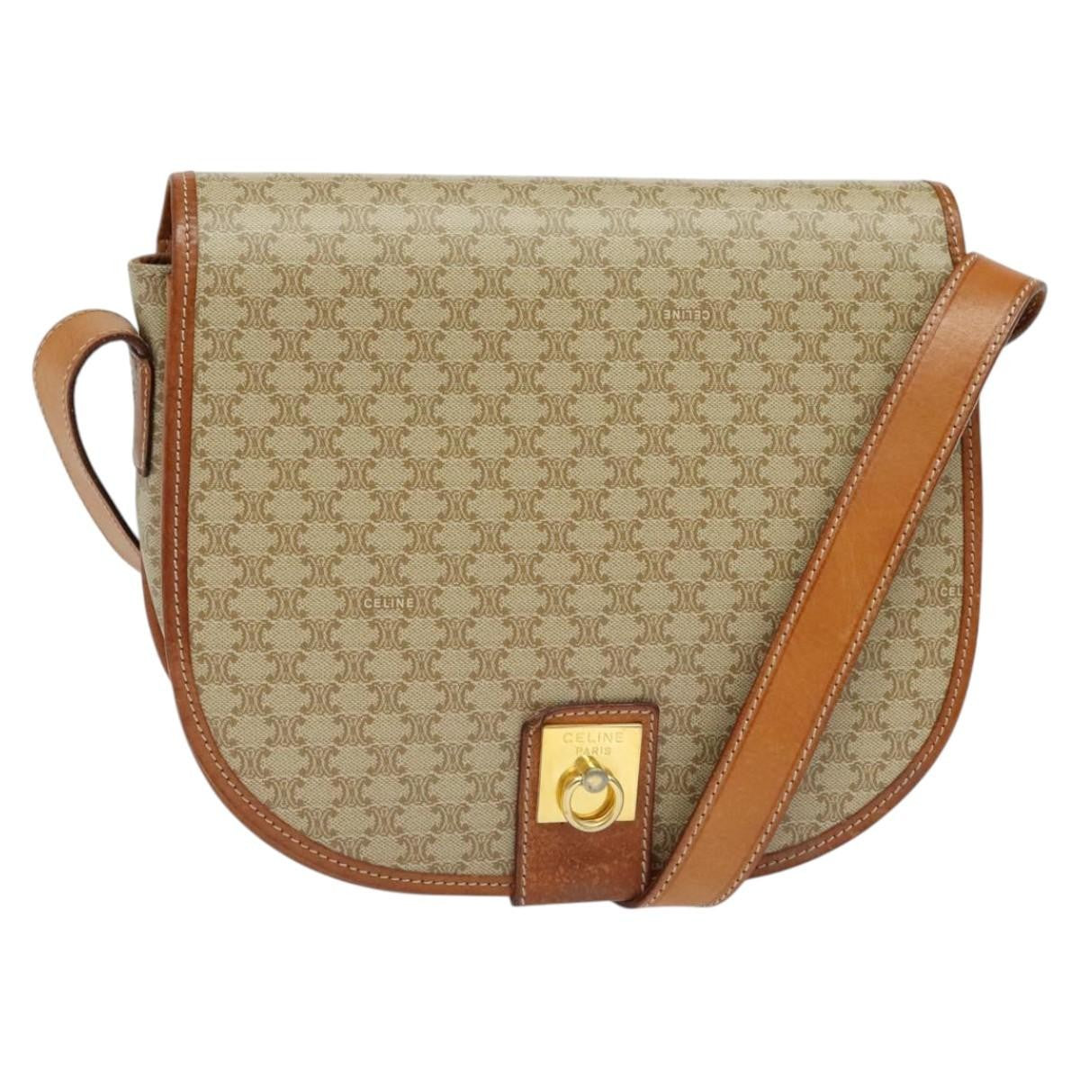 Celine Macadam Shoulder Bag PVC Leather, BEIGE, CANVAS, Shoulder bag
