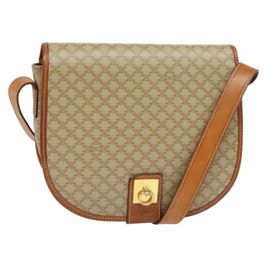 Celine Macadam Shoulder Bag PVC Leather, BEIGE, CANVAS, Shoulder bag