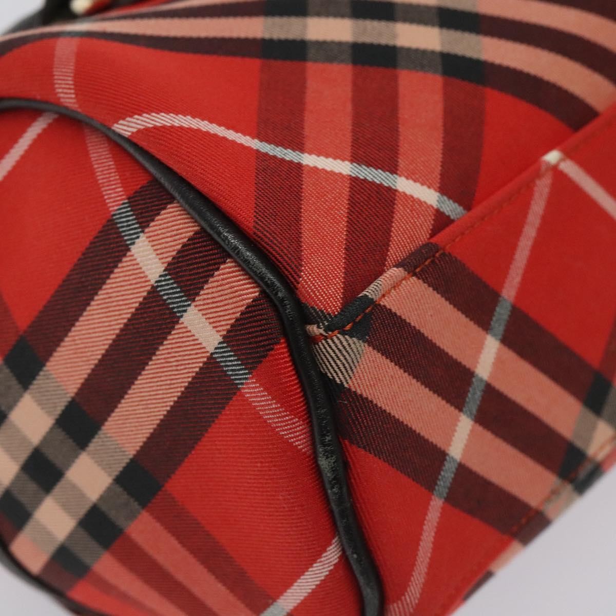 Burberry Blue Label Checked Bowling Nylon, RED, NYLON, Travel bag