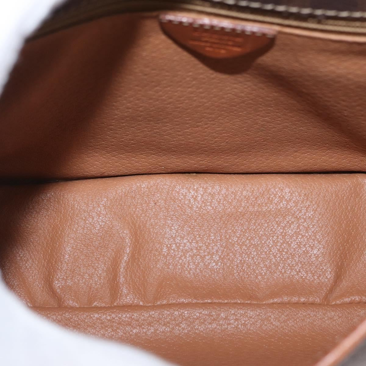 Celine Vintage Macadam Circle Logo Shoulder Bag Canvas and Leather, Brown, Canvas, Shoulder Bag