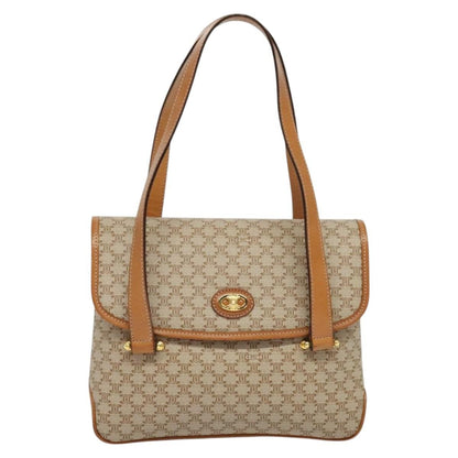 Celine Vintage Macadam Handbag Canvas and Leather, Beige, Canvas, Handbag