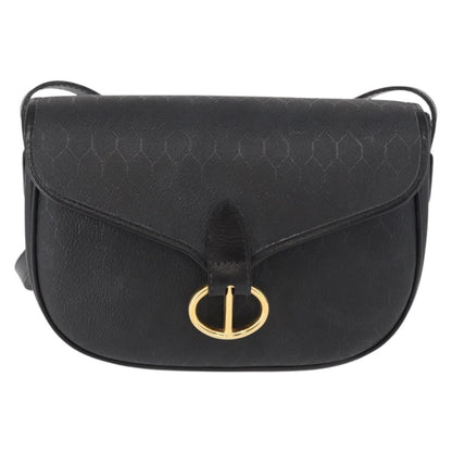 Christian Dior Vintage Honeycomb Flap Crossbody Bag Coated Canvas, BLACK, CANVAS, Shoulder bag