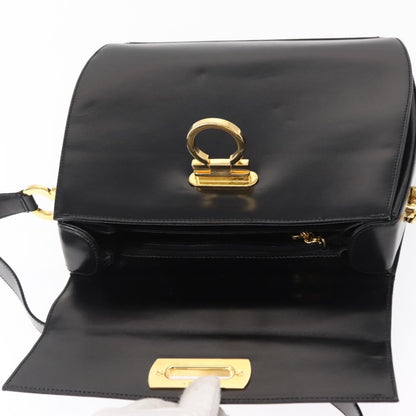 Salvatore Ferragamo Gancini Shoulder Bag Leather, BLACK, LEATHER, Shoulder bag
