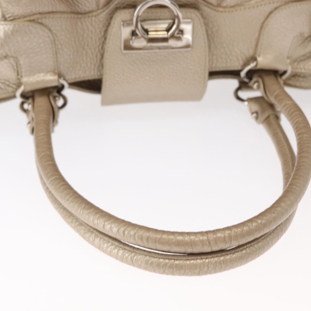 Salvatore Ferragamo Gancini handbag Leather, GOLD, LEATHER, Handbag