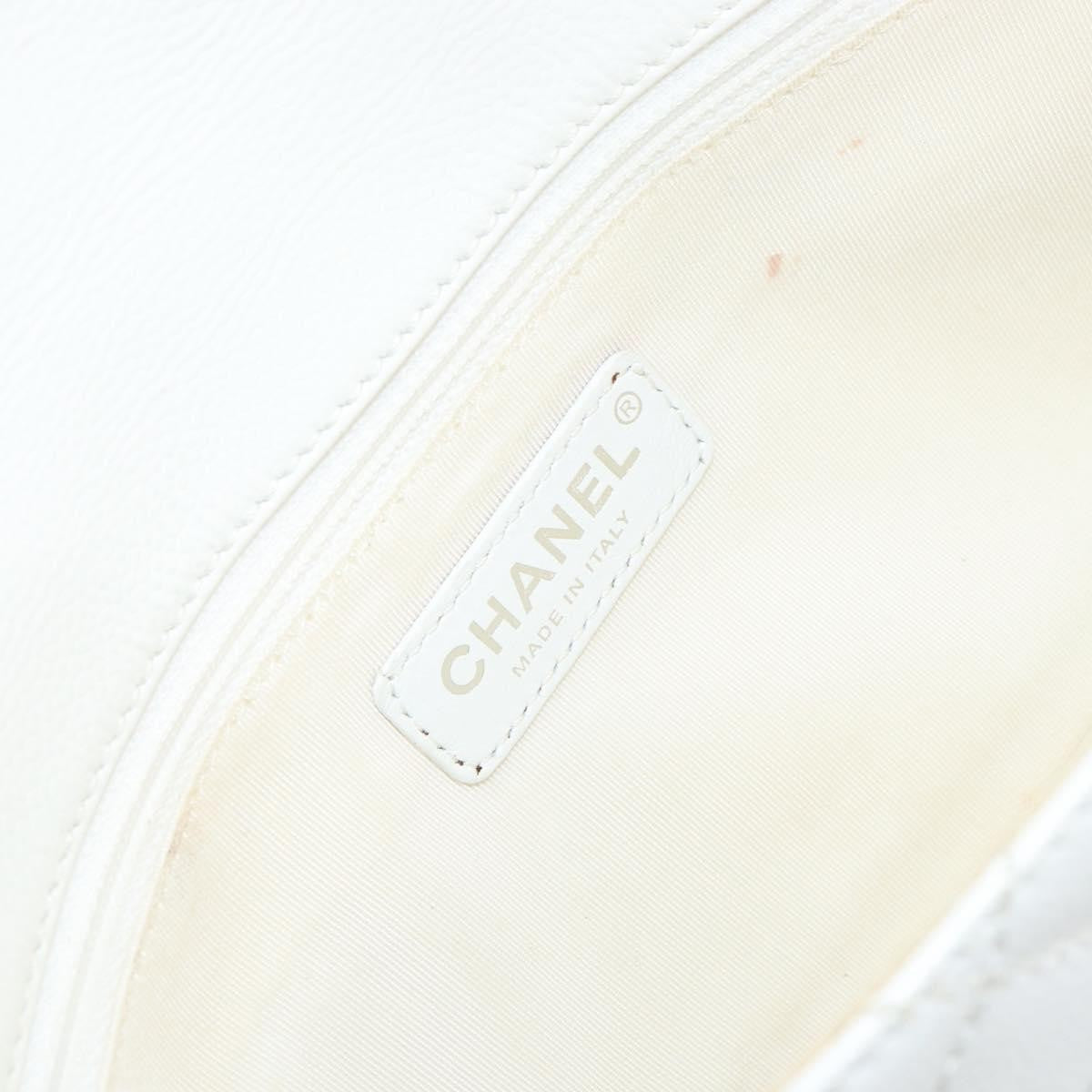 Chanel Vintage Timeless CC Adjustable Shoulder Bag Quilted Calfskin, White, Leather, Shoulder Bag