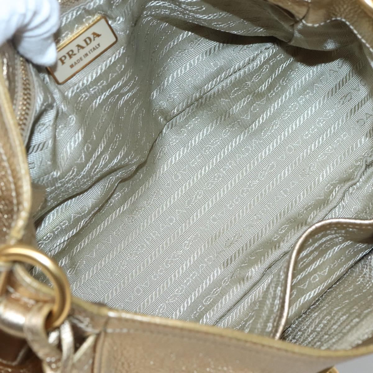 Prada Antic Pushlock Shoulder Bag Leather, GOLD, LEATHER, Shoulder bag