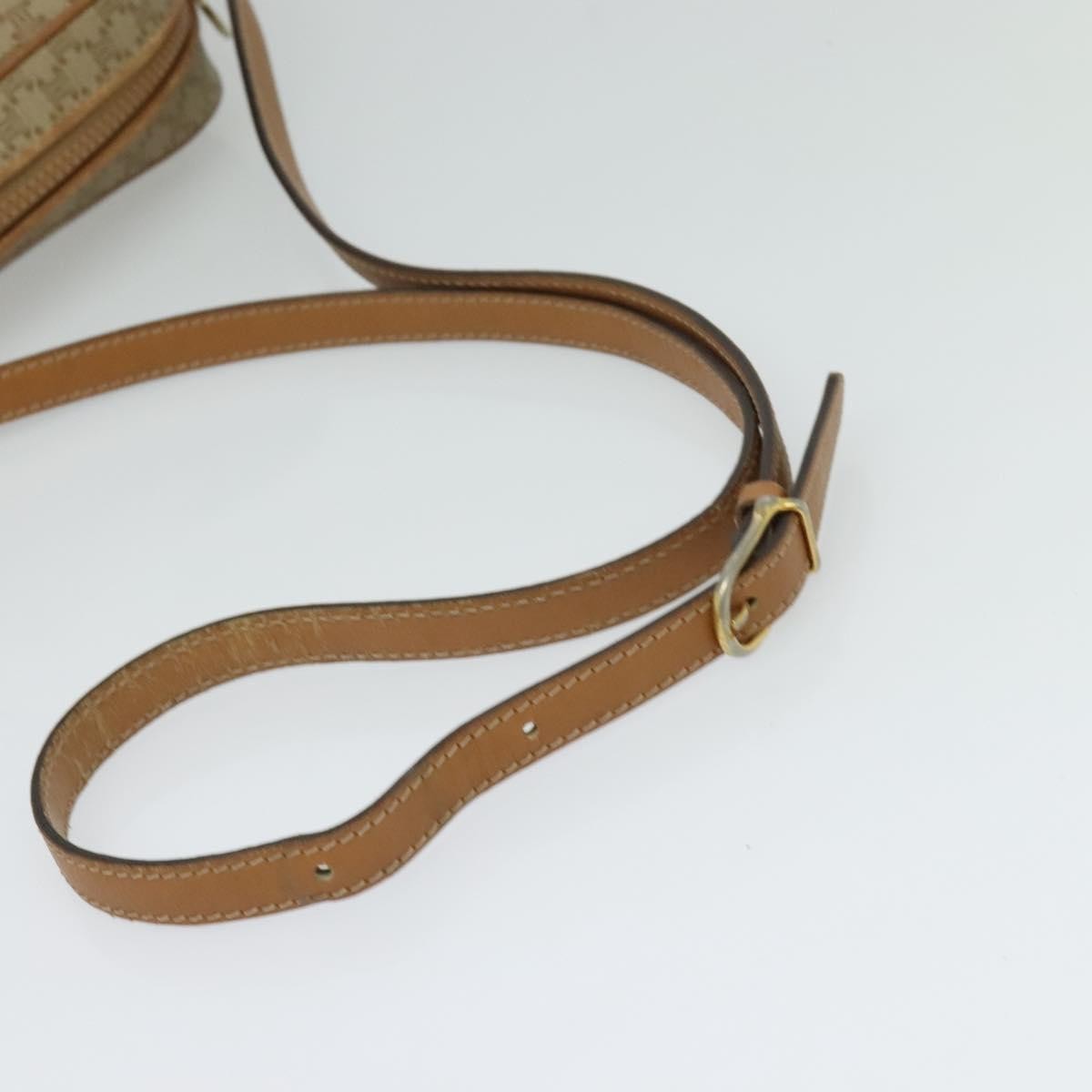 Celine Vintage Macadam Shoulder Bag Canvas and Leather, Beige, Canvas, Shoulder Bag