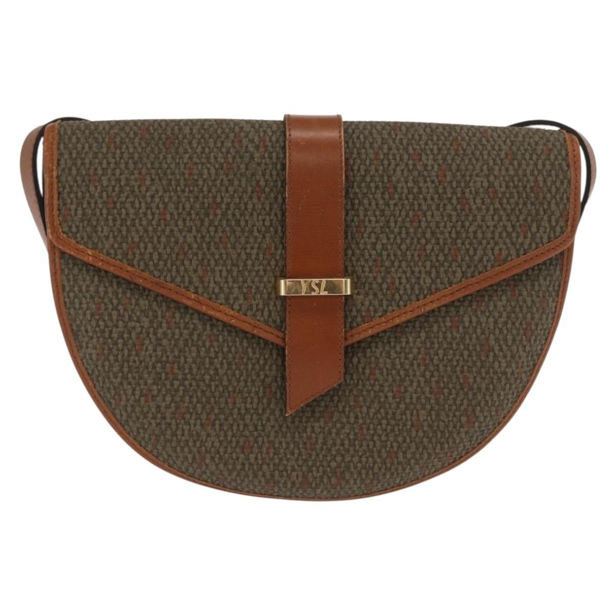 Saint Laurent Vintage Shoulder Bag Canvas, KHAKI, CANVAS, Shoulder bag