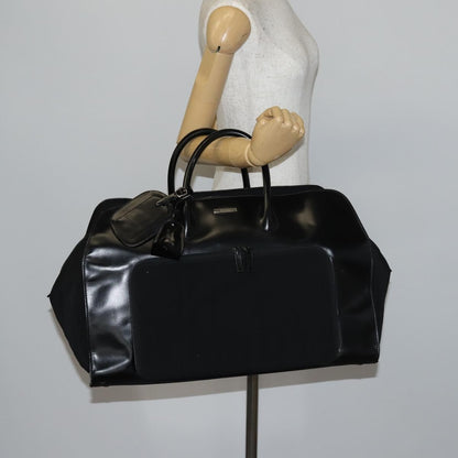 Gucci Travel Boston Bag Leather with Nylon, BLACK, LEATHER, Travel bag
