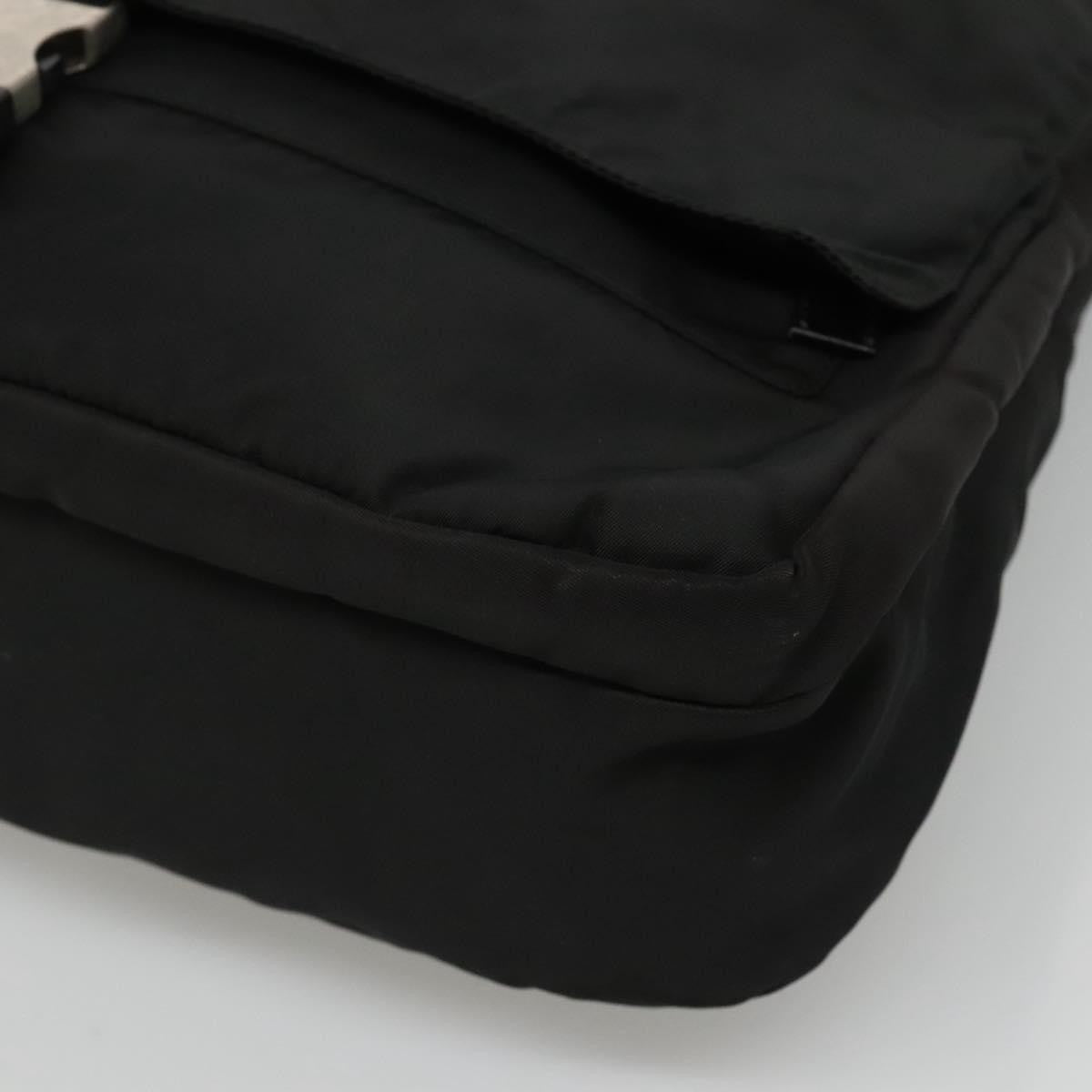 Prada Vintage Flap Messenger Bag Tessuto, BLACK, NYLON, Shoulder bag