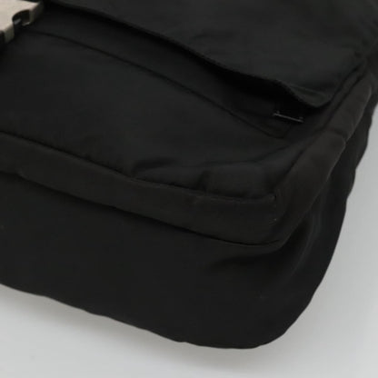 Prada Vintage Flap Messenger Bag Tessuto, BLACK, NYLON, Shoulder bag