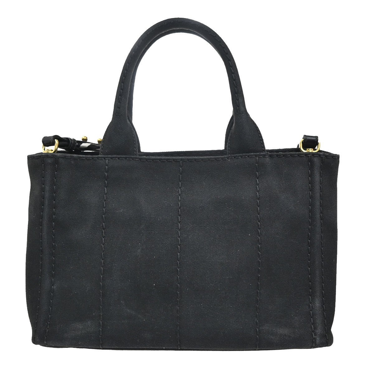 Prada Canapa Convertible Tote Canvas, BLACK, CANVAS, Tote bag