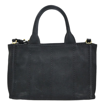 Prada Canapa Convertible Tote Canvas, BLACK, CANVAS, Tote bag
