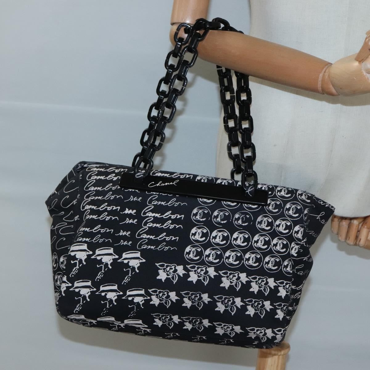 Chanel Resin Tote Printed Canvas, BLACK, CANVAS, Tote bag