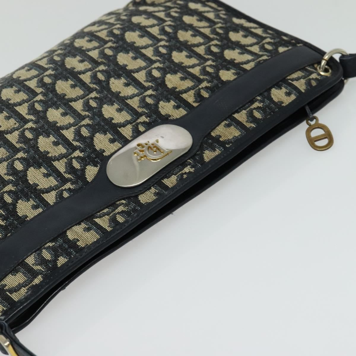 Christian Dior Vintage Trotter Shoulder Bag Canvas, NAVY, CANVAS, Shoulder bag