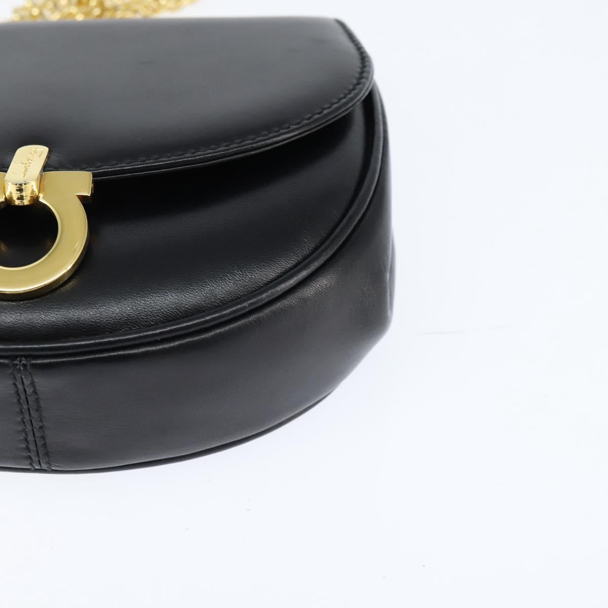 Salvatore Ferragamo Gancini Chain Shoulder bag Leather, BLACK, LEATHER, Shoulder bag
