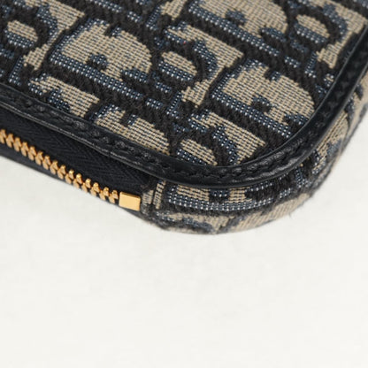 Christian Dior 30 Montaigne Phone Holder on Chain Oblique Canvas, NAVY, CANVAS, Clutche & pouche
