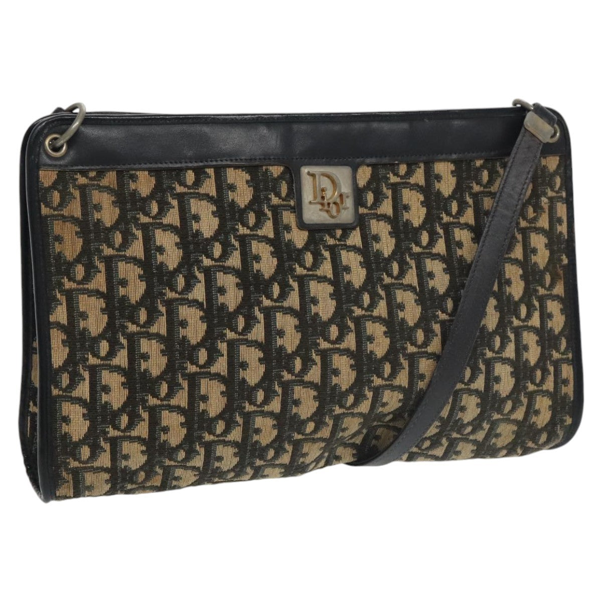 Christian Dior Vintage Trotter Shoulder Bag Canvas, NAVY, CANVAS, Shoulder bag