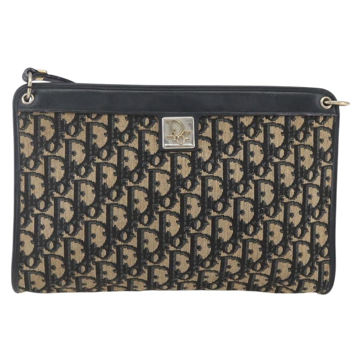 Christian Dior Vintage Trotter Shoulder Bag Canvas, NAVY, CANVAS, Shoulder bag
