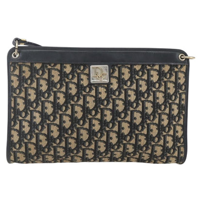 Christian Dior Vintage Trotter Shoulder Bag Canvas, NAVY, CANVAS, Shoulder bag