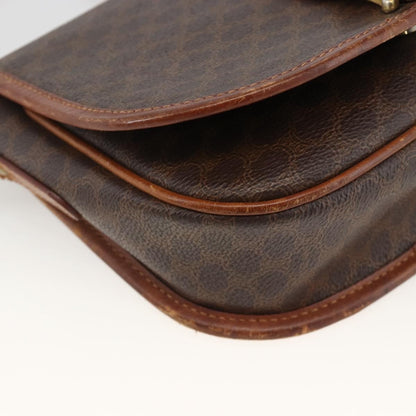 Celine Vintage Macadam Shoulder Bag Canvas and Leather, Brown, Canvas, Shoulder Bag
