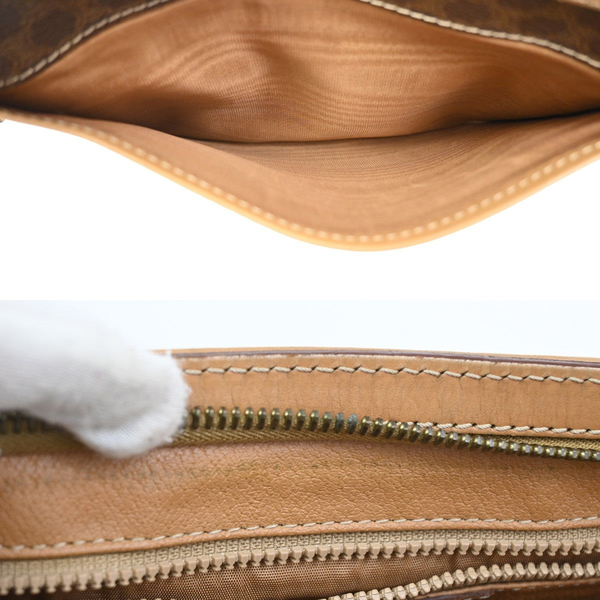 Celine Macadam Pochette Canvas and Leather, Brown, Canvas, Clutch