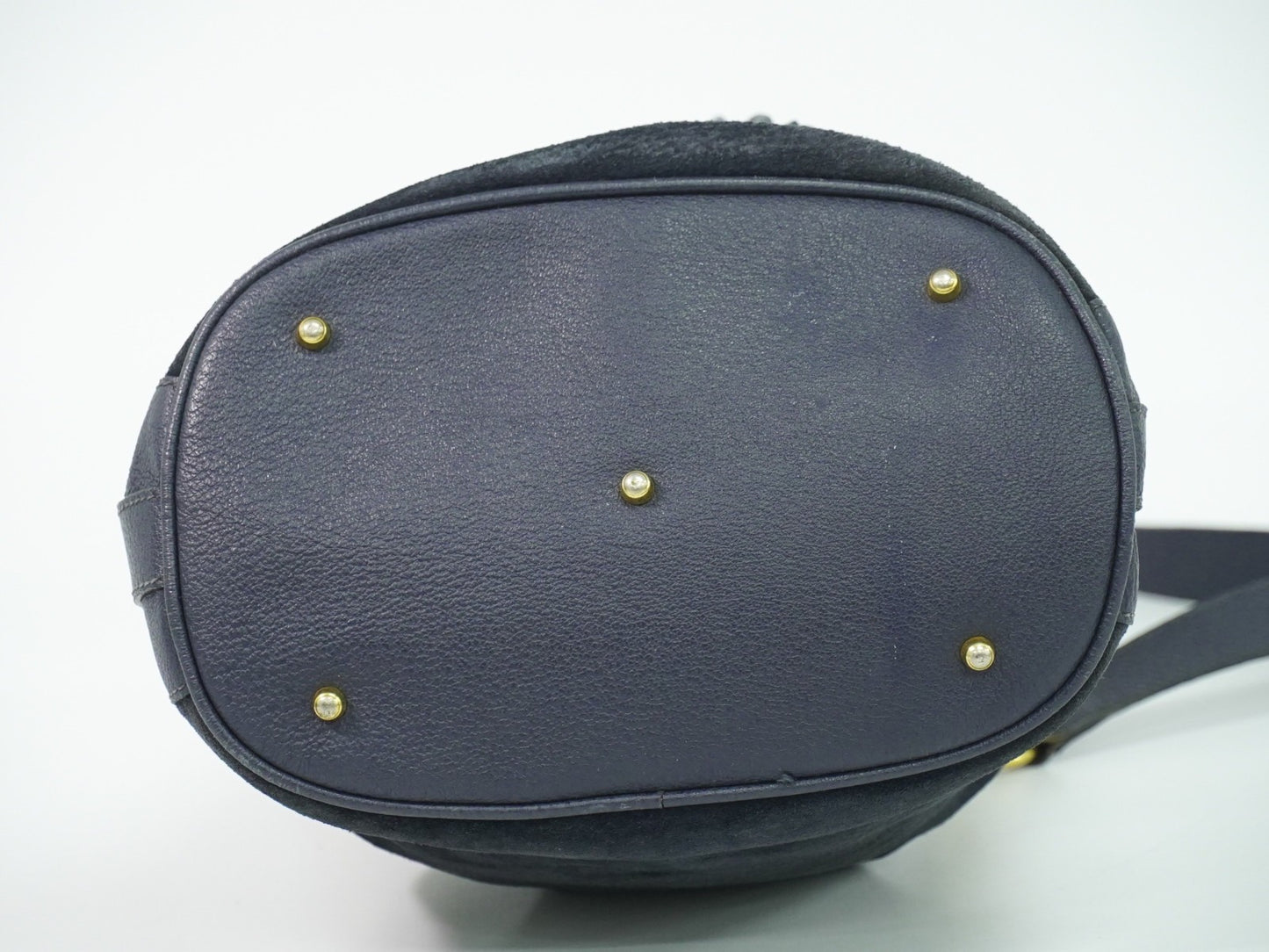 Gucci Bamboo Drawstring Shoulder Bag Suede, NAVY, SUEDE, Handbag