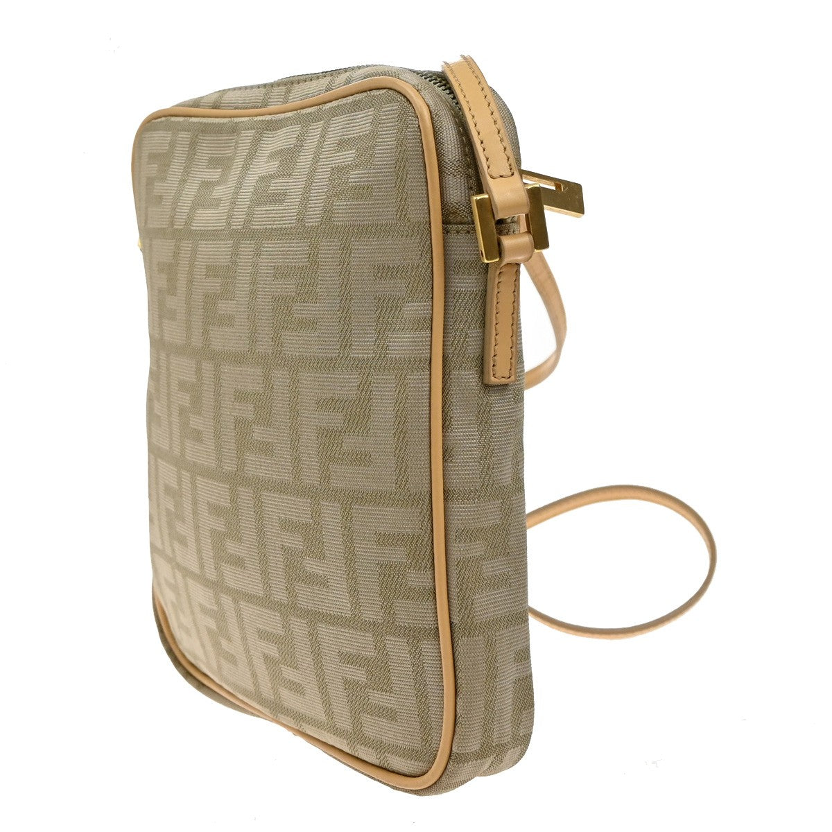 Fendi Logo Zucca Shoulder Bag Zucca, BEIGE, CANVAS, Shoulder bag