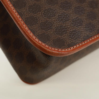 Celine Vintage Macadam Circle Logo Shoulder Bag Canvas and Leather, BROWN, CANVAS, Shoulder bag