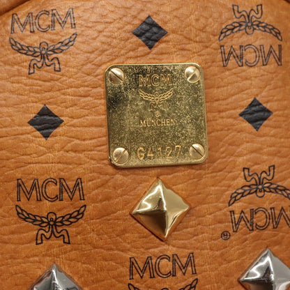 MCM Vicetos Logo PVC Cuir, BROWN, CANVAS, Backpack