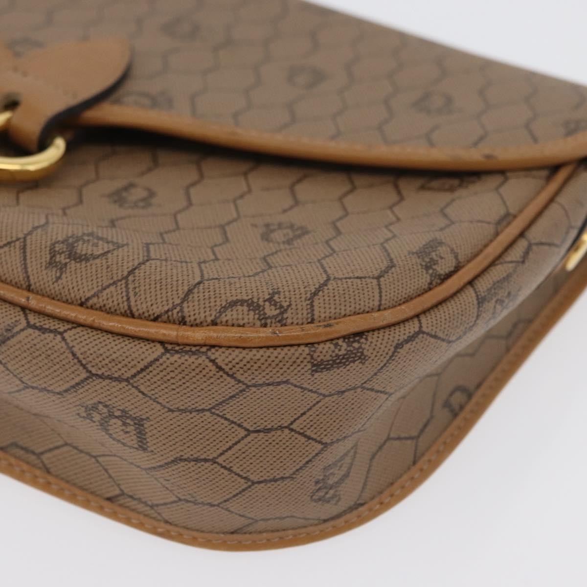 Christian Dior Vintage Honeycomb Shoulder Bag Canvas and Leather, BEIGE, CANVAS, Shoulder bag