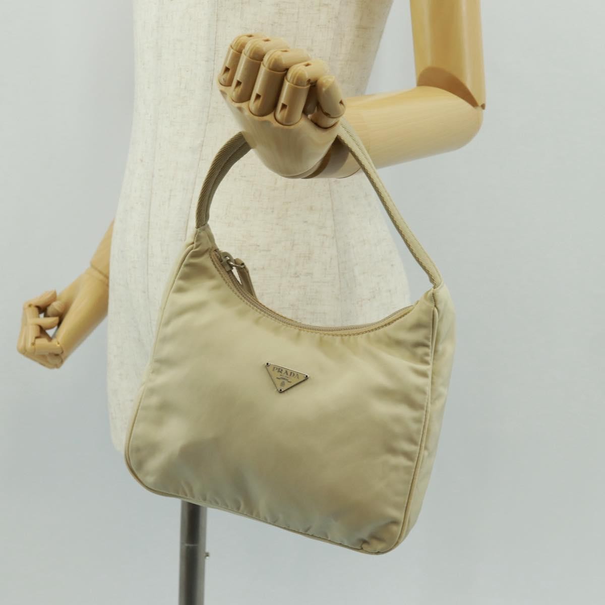 Prada Hobo Tessuto, BEIGE, NYLON, Handbag