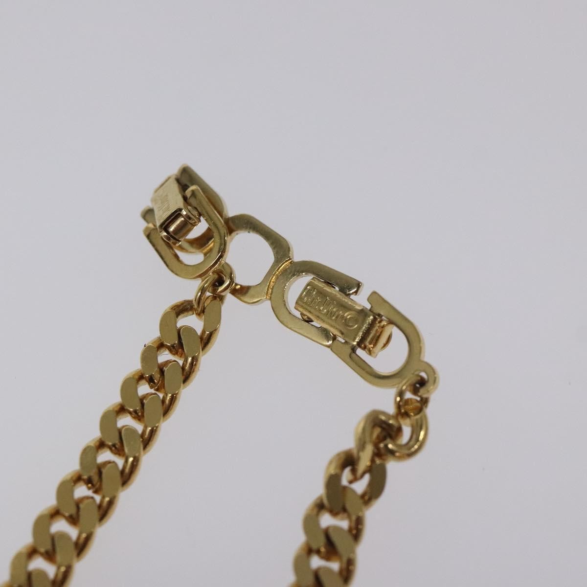 Christian Dior CD Pendant Necklace Metal and Crystals, GOLD, METAL, Necklace