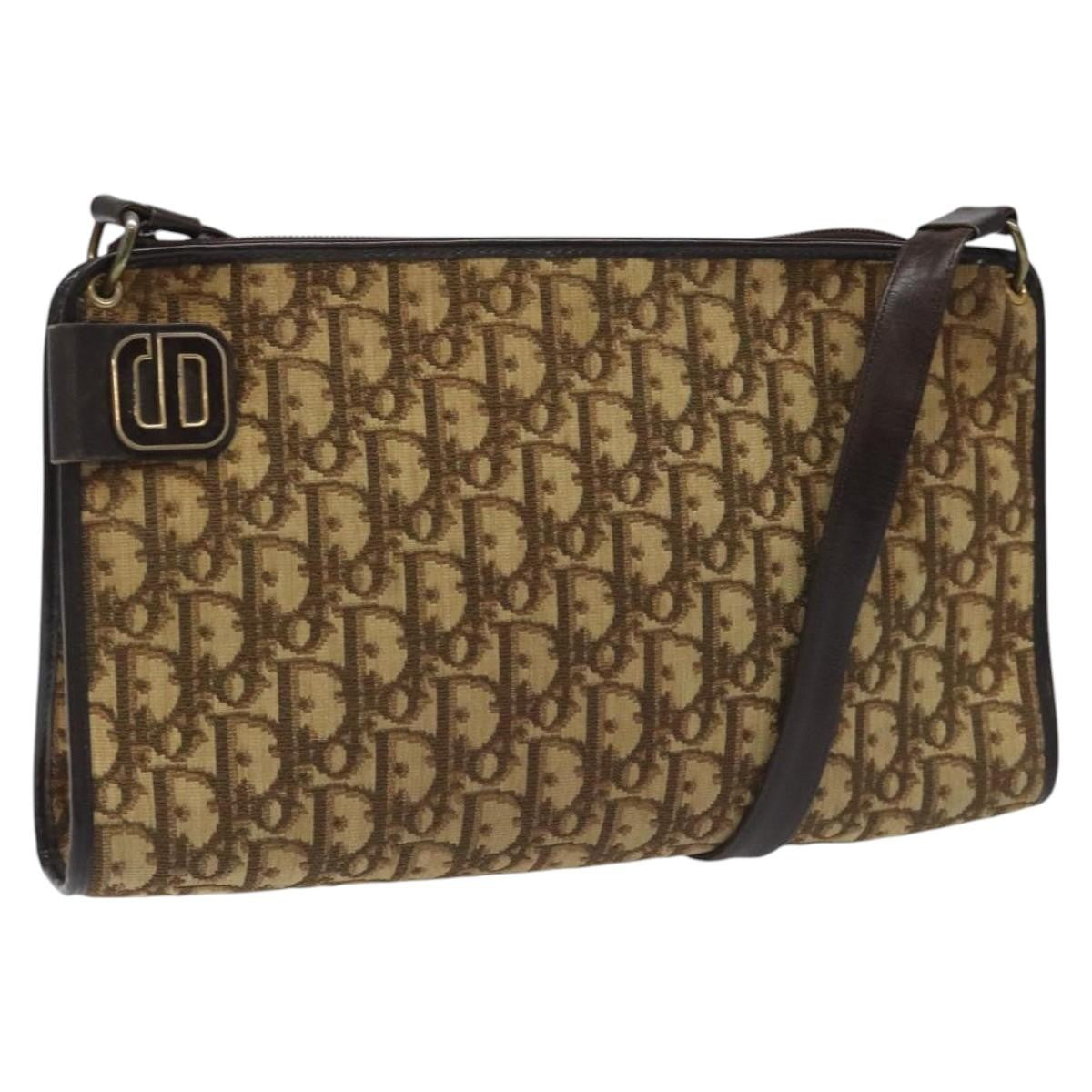 Christian Dior Vintage Trotter Shoulder Bag Canvas, BROWN, CANVAS, Shoulder bag
