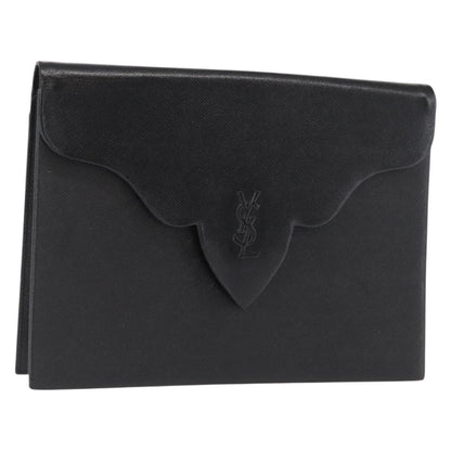 Saint Laurent Vintage Pouch Leather, BLACK, LEATHER, Clutche & pouche