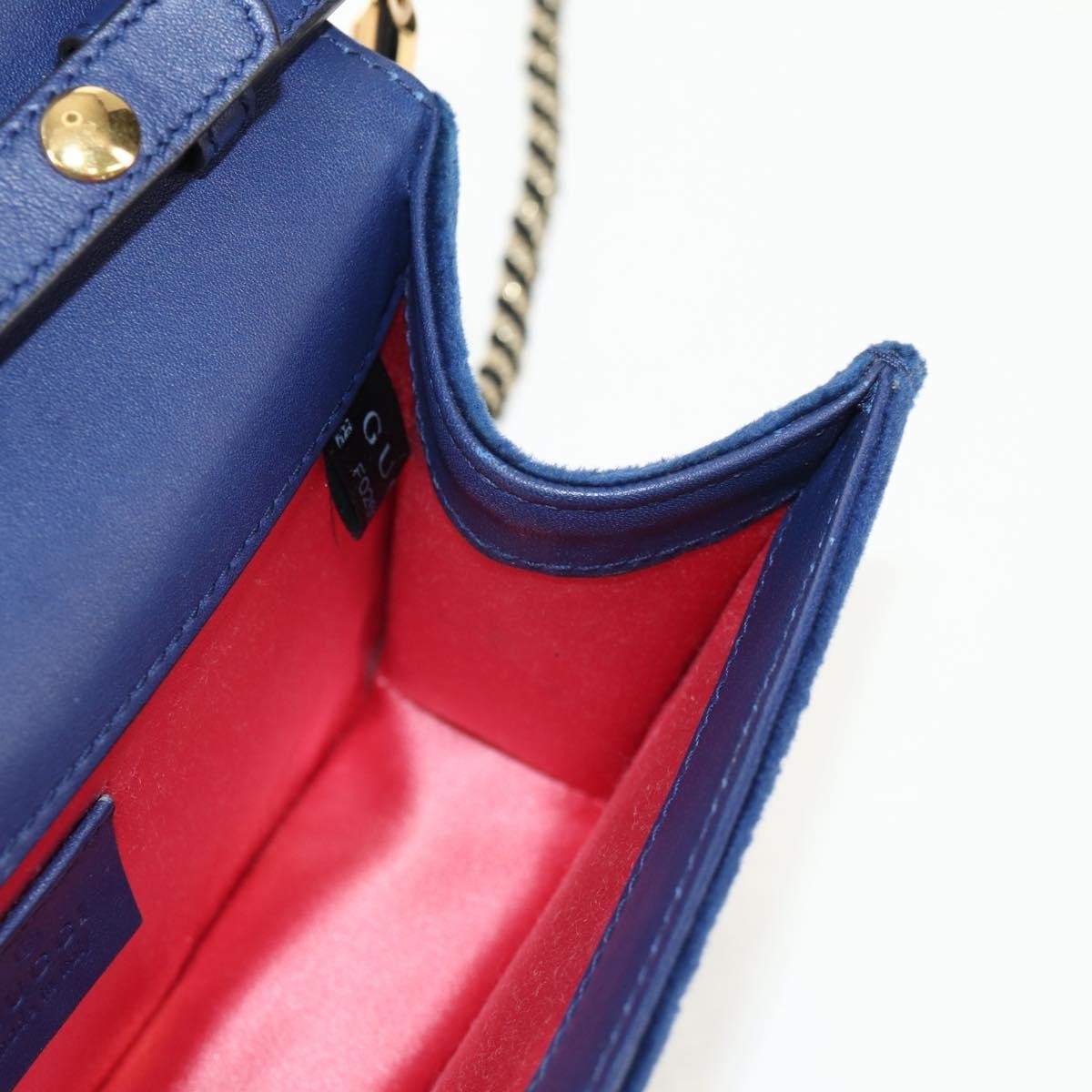 Gucci G Broadway Shoulder Bag Velvet with Crystals, BLUE, VELVET, Shoulder bag