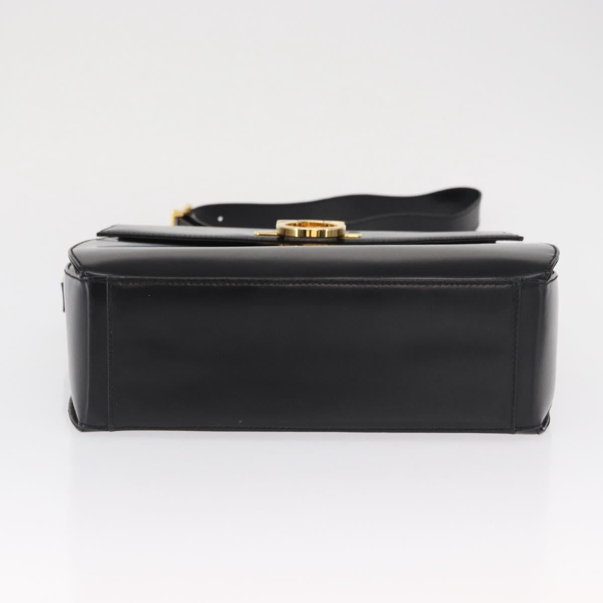 Salvatore Ferragamo Gancini Shoulder Bag Leather, BLACK, LEATHER, Shoulder bag