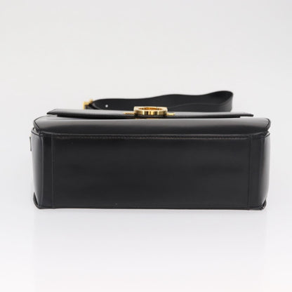 Salvatore Ferragamo Gancini Shoulder Bag Leather, BLACK, LEATHER, Shoulder bag