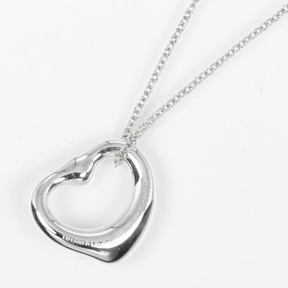Tiffany & Co. Elsa Peretti Open Heart Pendant Necklace Sterling Silver with Pink Sapphire, SILVER, SILVER, Necklace