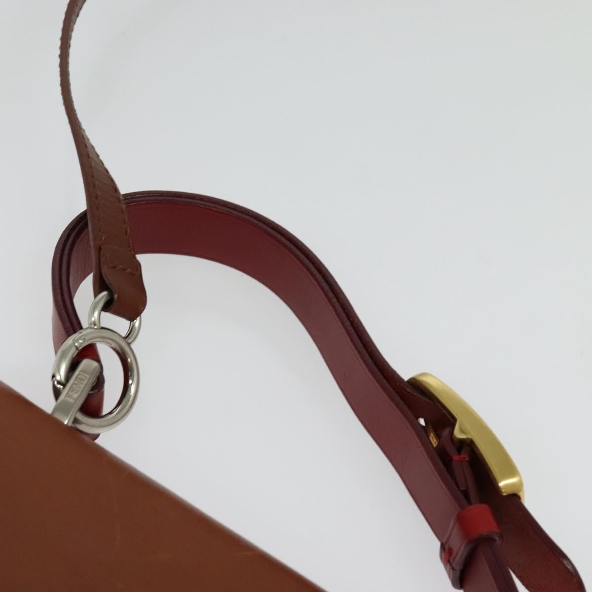 Fendi Silvana Bag Leather with Pequin Canvas, BROWN, LEATHER, Shoulder bag