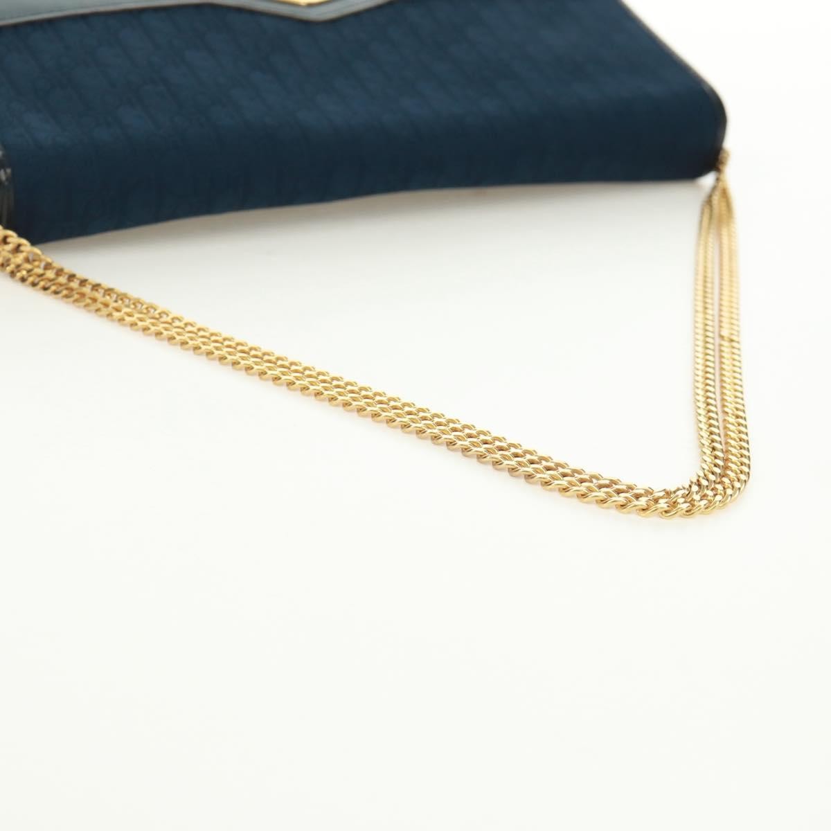 Christian Dior Vintage Chain Flap Shoulder Bag Diorissimo Canvas, Navy, Canvas, Shoulder Bag