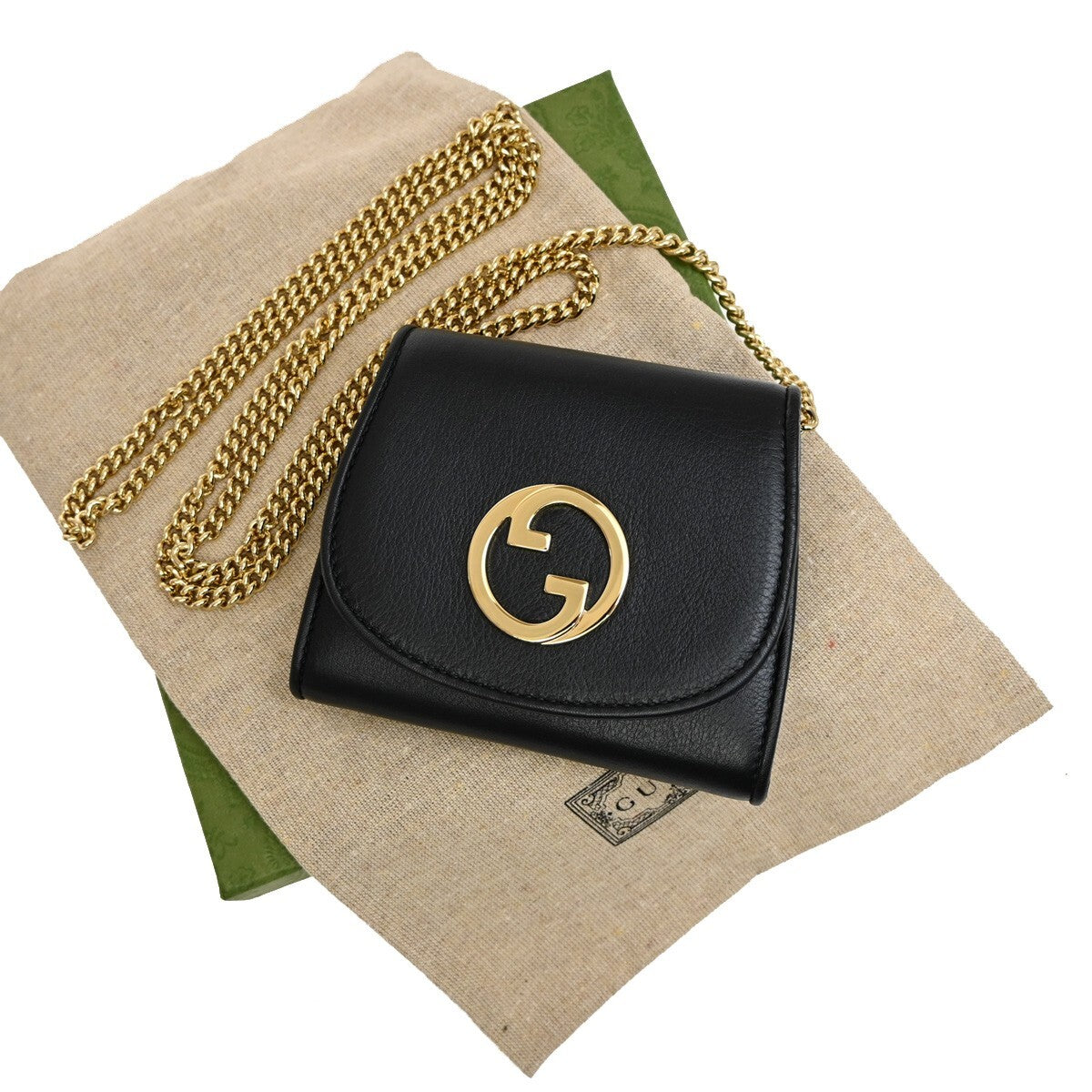 Gucci Blondie NM Chain Flap Bag Leather, BLACK, LEATHER, Shoulder bag