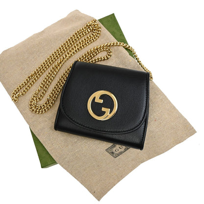 Gucci Blondie NM Chain Flap Bag Leather, BLACK, LEATHER, Shoulder bag