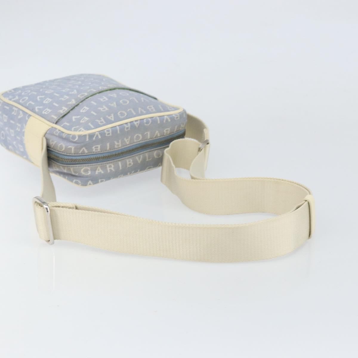 Bvlgari Logomania Shoulder Bag Canvas with Leather, BLUE, CANVAS, Shoulder bag
