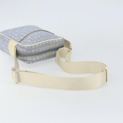 Bvlgari Logomania Shoulder Bag Canvas with Leather, BLUE, CANVAS, Shoulder bag