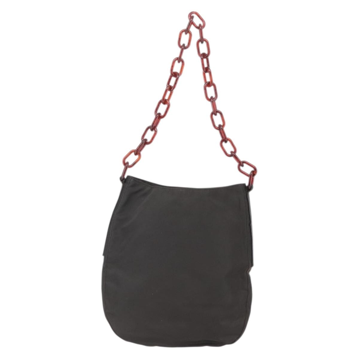 Prada Resin chain shoulder bag Nylon, BROWN, NYLON, Shoulder bag