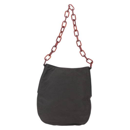 Prada Resin chain shoulder bag Nylon, BROWN, NYLON, Shoulder bag