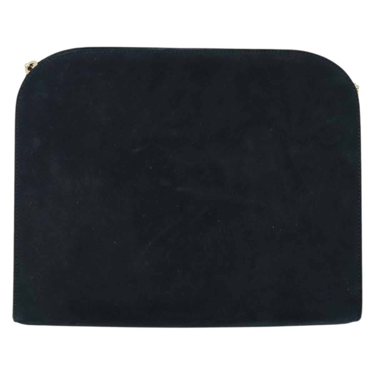 Salvatore Ferragamo Gancini Chain Shoulder bag Suede, NAVY, SUEDE, Shoulder bag